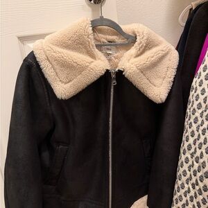 Mango Black Jacket with Cream Collar